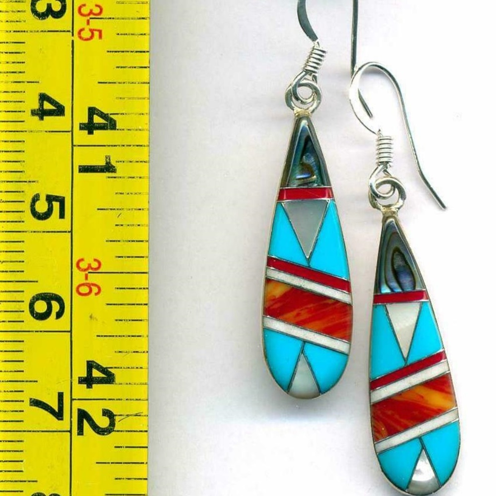 SOLD!! Zuni Sterling Silver Mosaic Inlay Earrings